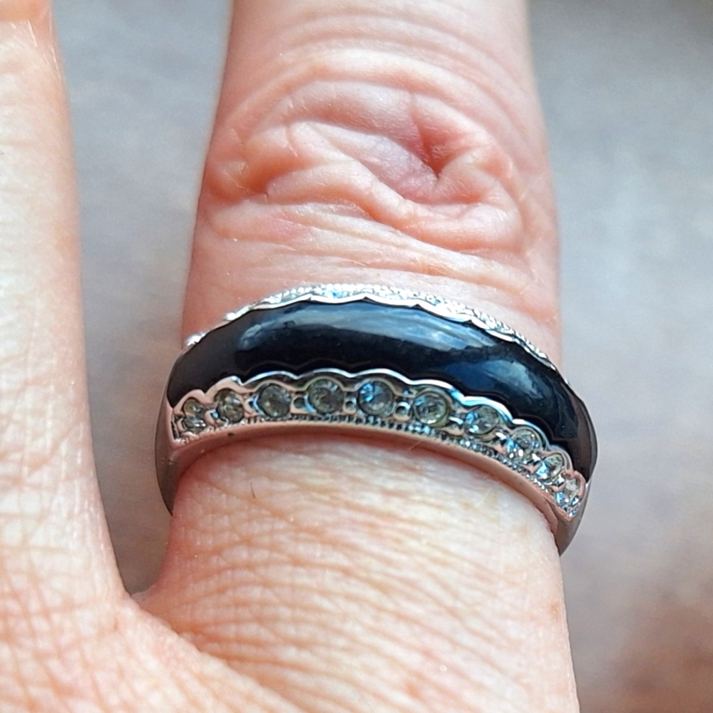 Black and Silver Tone Women's Ring
